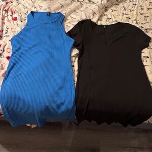 Blue and Black Ribbed Dresses